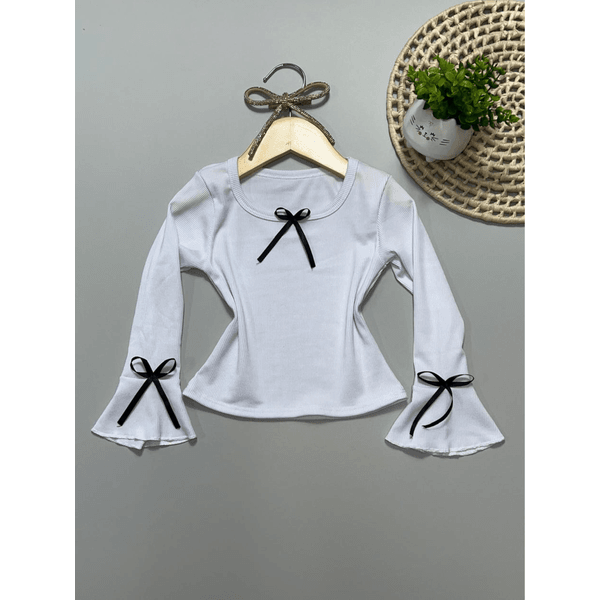 Blusa Laço Manga Longa Branca