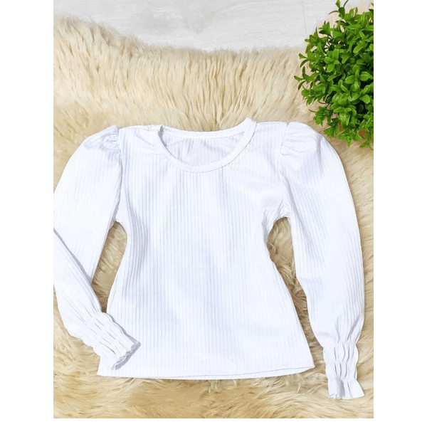 Blusa Manga Longa Lastex Branca