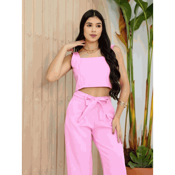 Conjunto Juvenil Cropped + Calça Pantalona Priscila 