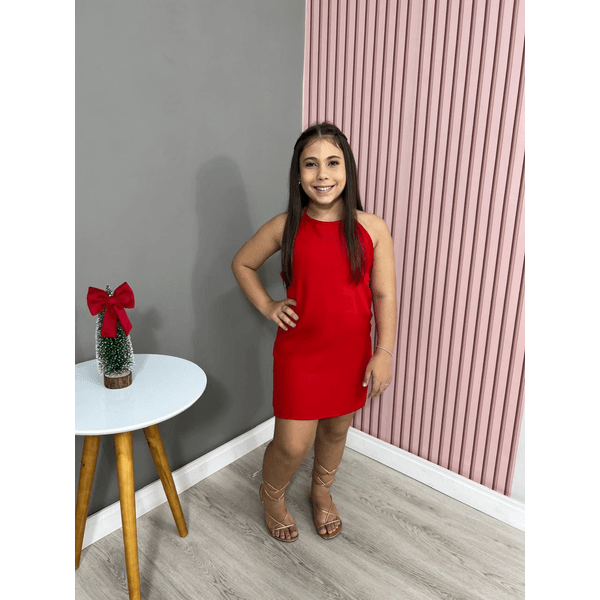 Vestido Alfaiataria Laço Vermelho