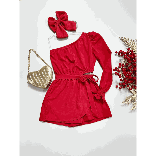 Macaquinho Nula Manga Vermelho