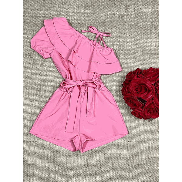 Macaquinho Babado Rosa