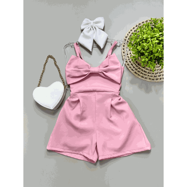 Macaquinho Alfaiataria Laço Rosa 