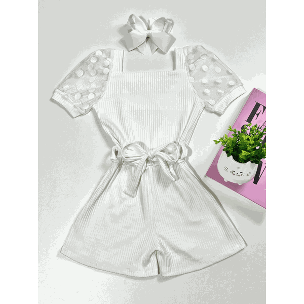 Macaquinho Manga Bufante Branco