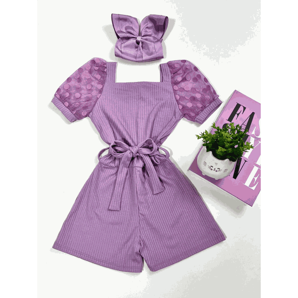 Macaquinho Manga Bufante Roxo