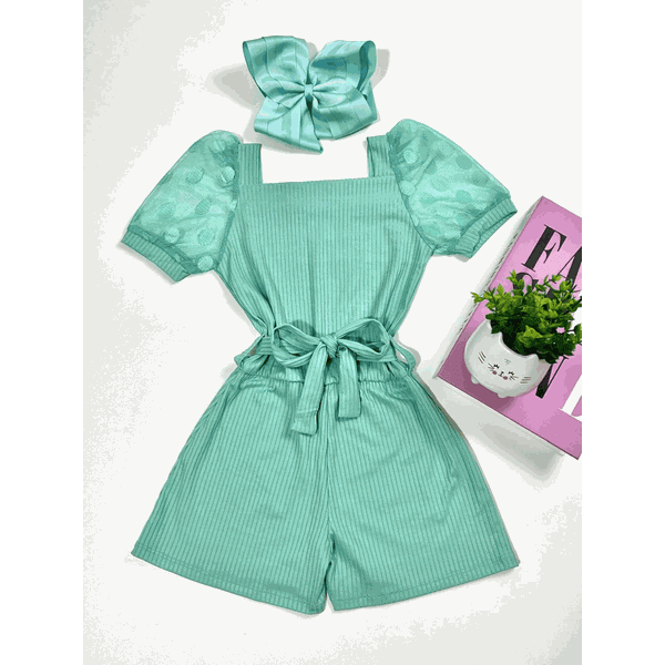 Macaquinho Manga Bufante Verde