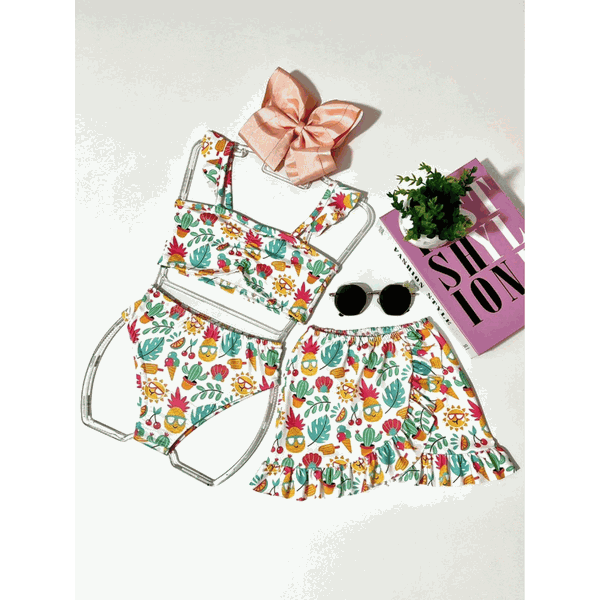 Biquíni 3 Peças Branco Abacaxi 