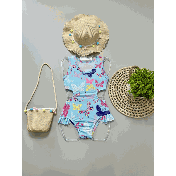 Maiô Biquíni Azul Borboletas