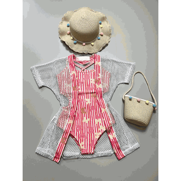 Biquini Maiô Infantil Borboletas Rosa