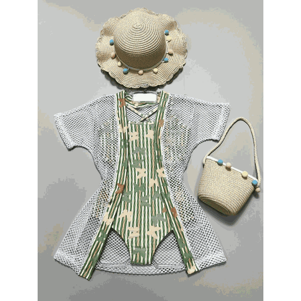 Biquini Maiô Infantil Borboletas Verde