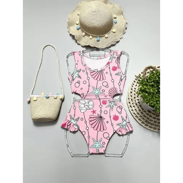 Maiô Biquíni Rosa Conchas