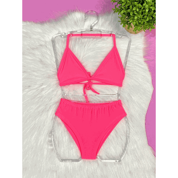 Biquini Infantil Rosa Neon
