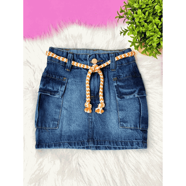 Saia Jeans escuro Destroyed