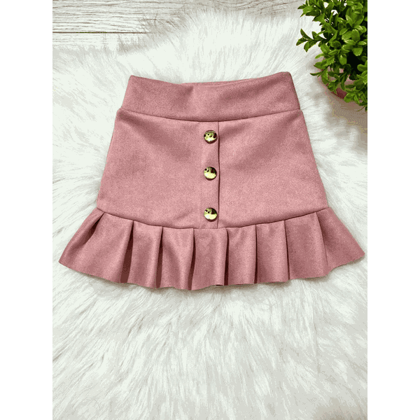 Saia Infantil Suede Rosa