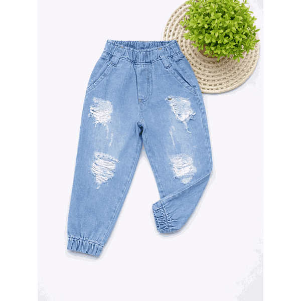 Calça Jeans Jogger Claro Infantil Destroyed