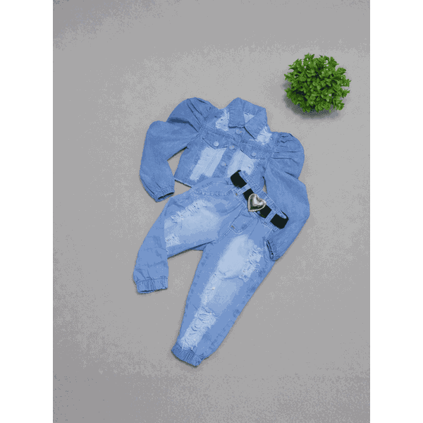 Conjunto Jaqueta Bufante + Calça jogger Jeans Lari 