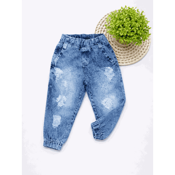 Calça Jeans Jogger mesclado Infantil Destroyed 