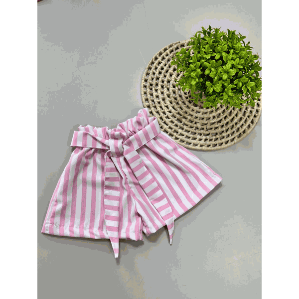 Short Listrado Rosa