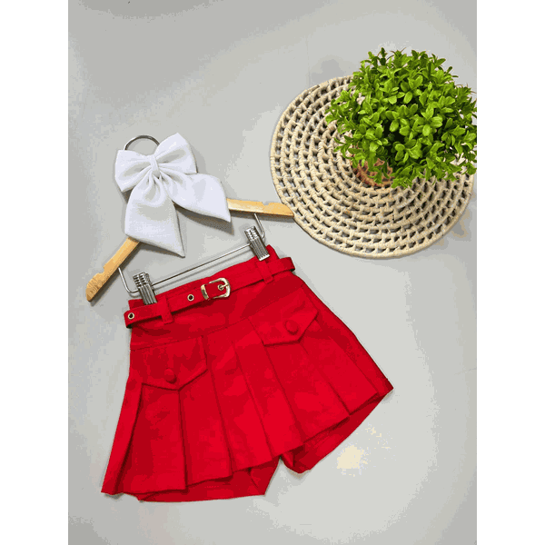 Short Saia Infantil Vermelho