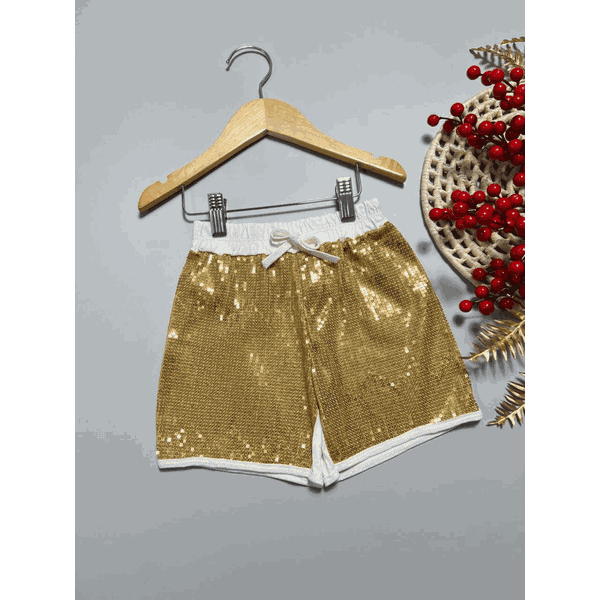 Short Infantil Paetê Dourado