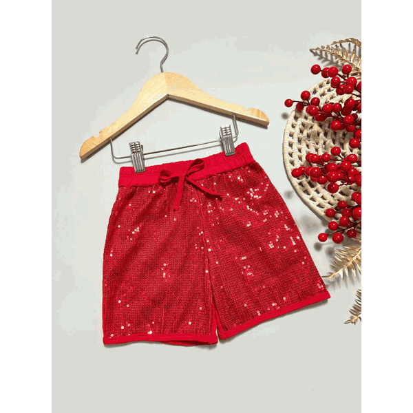 Short Infantil Paetê Vermelho