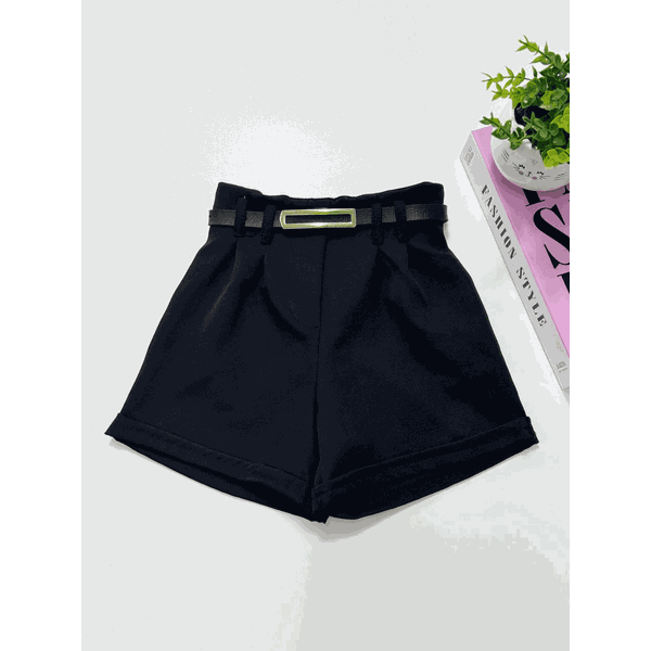 Short Alfaiataria Com Cinto Preto