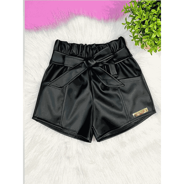 Short Clochard Couro Sintético Preto