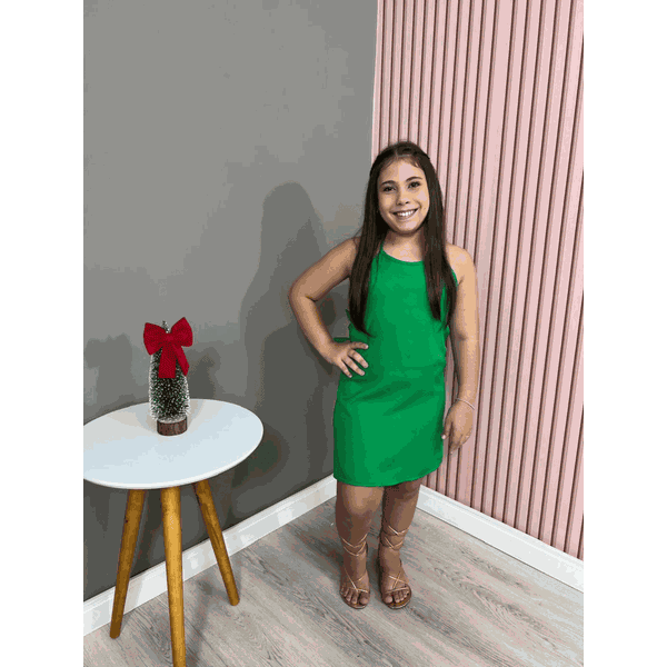 Vestido Alfaiataria Laço Verde