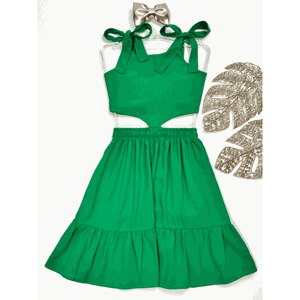  Vestido Recorte Verde