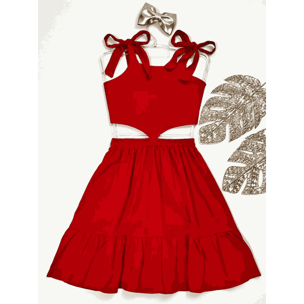 Vestido Recorte Vermelho