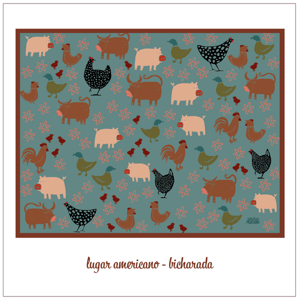 Jogo Americano Animais Verde - Decoração Rústica Country | João Rural 