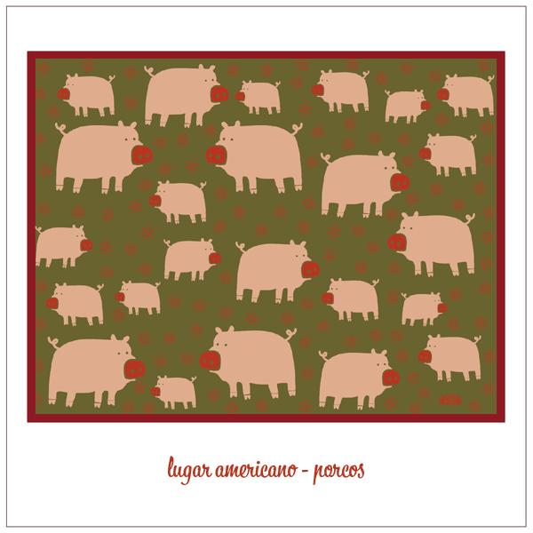 Jogo Americano Porcos Verde - Decoração Rústica Country | João Rural 