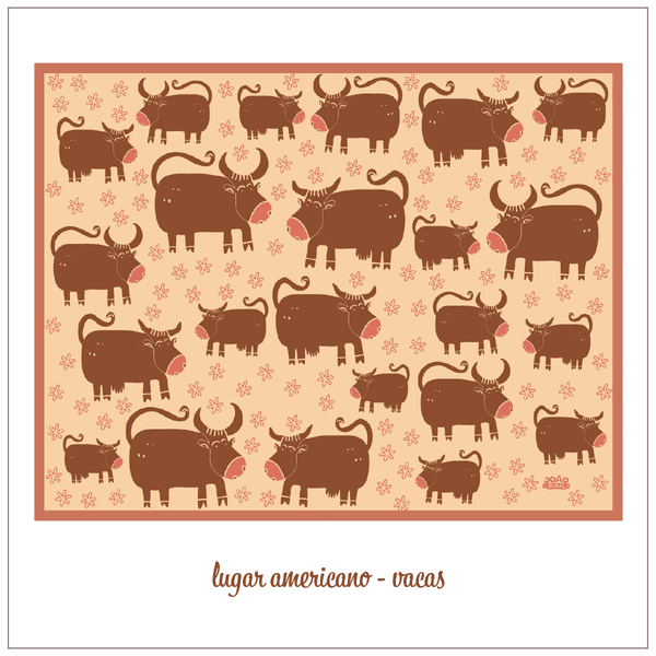 Jogo Americano Vacas Laranja - Decoração Rústica Country | João Rural 