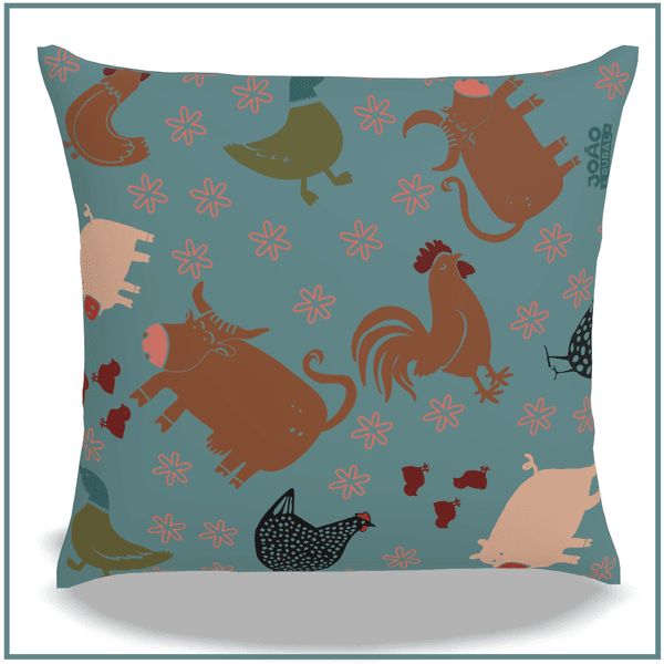 Capa de Almofada Animais Verde - Decoração Rústica Country | João Rural 
