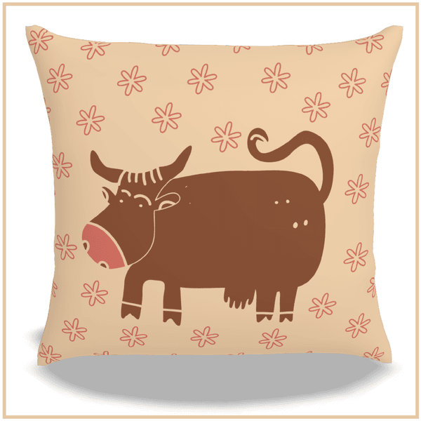 Capa de Almofada Vacas Laranja - Decoração Rústica Country | João Rural 