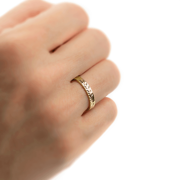 Aliança de Casamento em Ouro 18k Folhas 