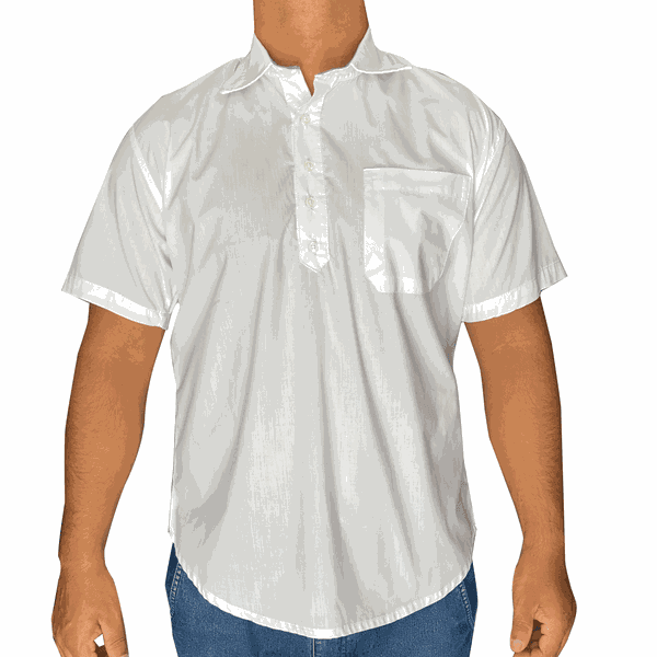 Camisa Manga Curta com 5 Botões e Colarinho Colorido