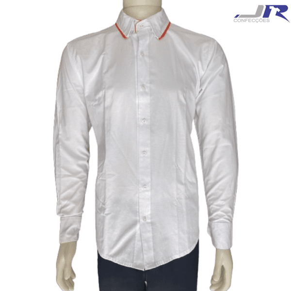 Camisa Manga Longa Colarinho e Viés da Gola Colorido