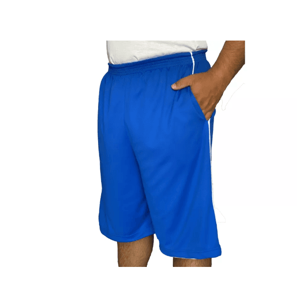 Bermuda Esportiva Dupla Face Azul Royal e Branco