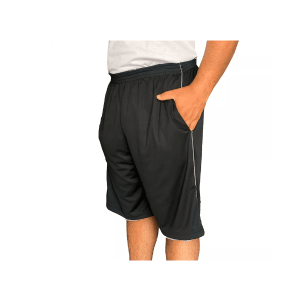 Bermuda Esportiva Dupla Face Preto e Cinza