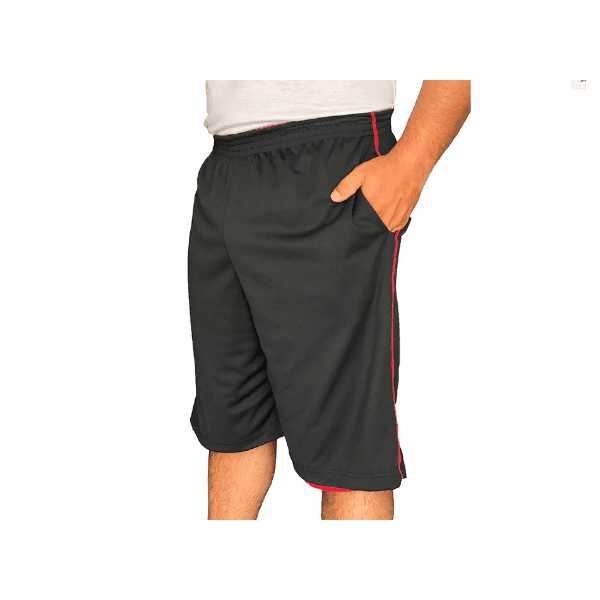Bermuda Esportiva Dupla Face Preto e Vermelho