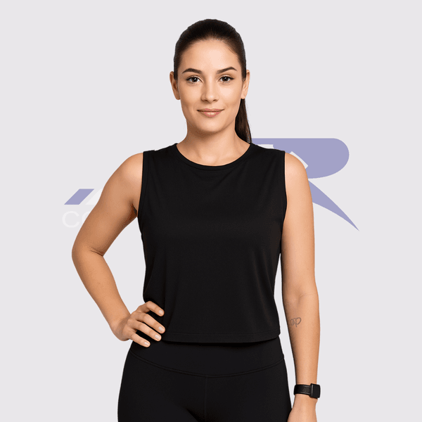 Regata Cropped Sport Poliamida Preto