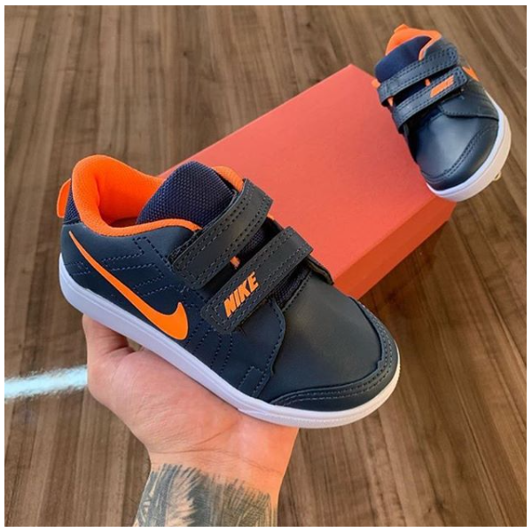 Tenis Nike Classic Velcro Infantil Marinho Laranja KICCO
