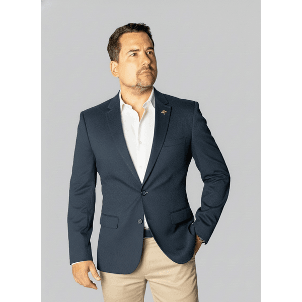 Blazer Azul Noite Slim em tecido Peletizado - King Ternos