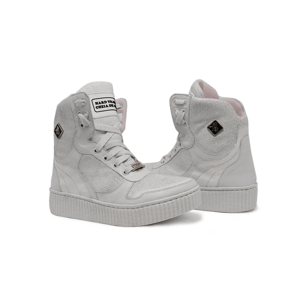 Bota De Treino e Spinning Branco Com Rosa