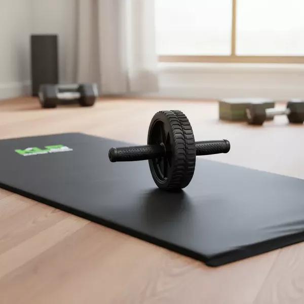 Kit Roda Abdominal Exercícios Lombar Colchonete D50 Preto