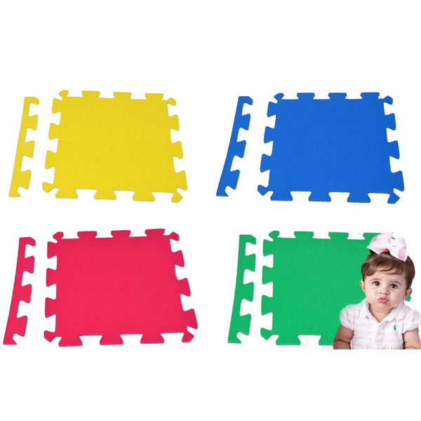 Kit 4 Placas Tatame Eva 50x50x1cm Tapete Infantil Colorido 