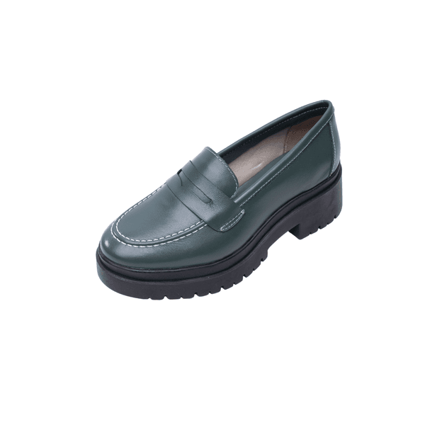 Mocassim Feminino Gravata Verde Militar Couro Legitimo 