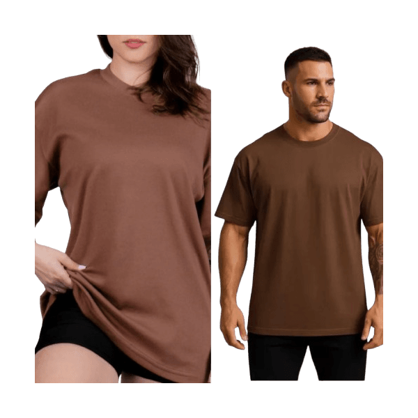 Camiseta Oversized Masculina e Feminina Longa 100% Algodão Marrom