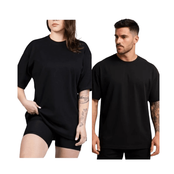 Camiseta Oversized Masculina e Feminina Longa 100% Algodão Preta